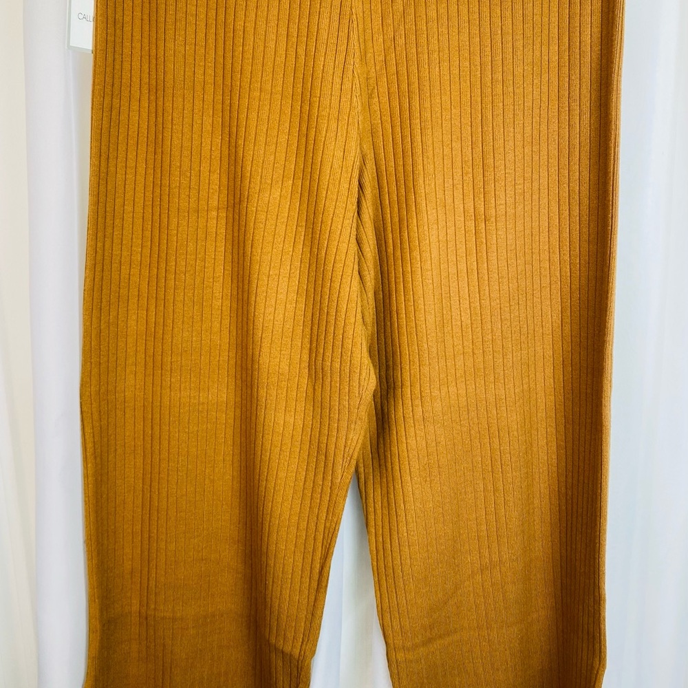 Calligraphii Ribbed Knit Wide-Leg Pants Carmel Brown. NWT